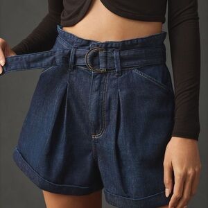 PAIGE Blue High Waist Denim Shorts